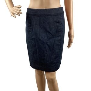 LOFT Outlet Denim Look Pencil Skirt Stretch Cotton Blue Size 4
